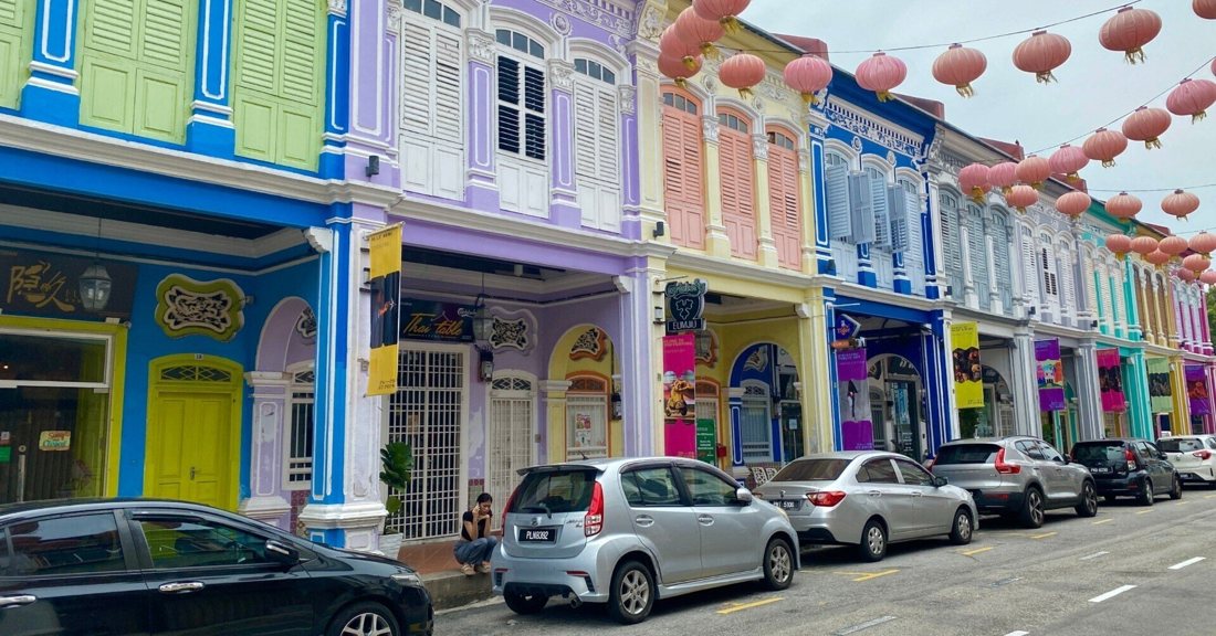 Colourful heritage buildings in George Town, Penang